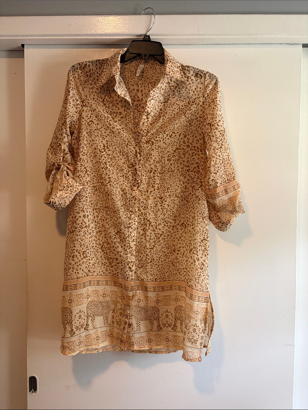 Live 4 Truth Beige Printed Midi Shirt Dress